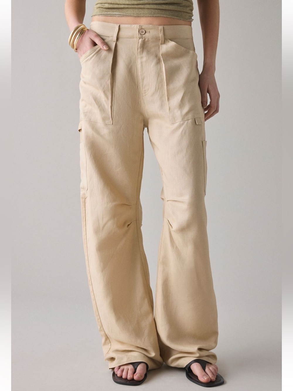 Lioness Miami Vice Linen-Cotton Blend Oversized Cargo Pant - Women’s Large